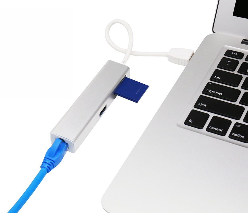 H3409 USB 3.0 Card Reader with Ethernet Adapter